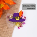 Detail view of mini purple wizard hat pet clip with feathers and sequins, 9cm x 8cm size - Purple Top Hat