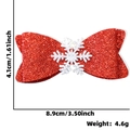 Funkelnde rote Glitzer-Weihnachtsschleife mit silberner Schneeflocke für Haustiere und Mädchen - Schneeflocke Rot Schleife