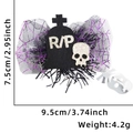 Fermaglio per capelli Halloween con lapide RIP, teschio e ragnatela viola - Stile Tomba con Teschio