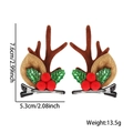 Pair of brown reindeer antler hair clips with holly leaves and red pom poms for pets - Red Berries Brown Antler