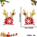 Barrettes bois de cerf de Noël avec pompon rouge, cloches et flocons blancs - Bois de Renne avec Flocon et Cloche