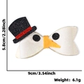 Barrette à cheveux bonhomme de neige de Noël en tissu pailleté blanc 9x5,8 cm - Bonhomme de Neige Haut-de-forme Nœud
