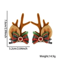 Cute Christmas reindeer antler hair clips with green sequin bow for cats and dogs - Red Green Plaid Bow Brown Antler
