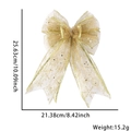 Sparkling gold mesh Christmas bow with sequins and snowflake patterns, 25x21cm size - Gold Mesh Bow