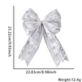 Silver mesh Christmas bow with snowflake pattern, size 25.22cm by 22.83cm for decoration - Silver Mesh Bow