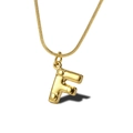Polished golden stainless steel snake chain necklace with a unique letter F pendant - Letter F Necklace (LN1640)