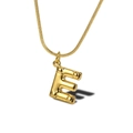 Minimalist gold letter E pendant necklace with beaded texture and snake chain - Letter E Necklace (LN1640)