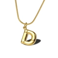 Ciondolo chic a lettera D a bolla placcato oro 18K con catena a serpente liscia - Collana Lettera D (LN1640)