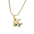 Minimalist gold letter K necklace with studded detail and elegant snake chain - Letter K Necklace (LN1640)