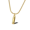 Golden snake chain necklace with a minimalist rectangular pendant on a white background - Letter I Necklace (LN1640)