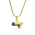 Golden balloon style letter Z initial necklace with embossed texture on snake chain - Letter N Necklace (LN1640)