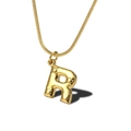 Gold plated bubble letter R necklace with a sleek snake chain for women stylish accessory - Letter R Necklace (LN1640)