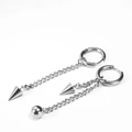 Boucles d'oreilles punk argentées avec chaînes asymétriques et pendentifs pointus - Style 21 Gauche (Unitaire) / Argent Gland Perle Ronde