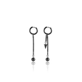 Boucles d'oreilles hip hop en acier noir avec chaîne longue et pendentifs en métal - Style 22 Gauche (Unitaire) / Perle Gland Noir