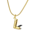 3D puffed golden L-letter pendant necklace with star embossing and snake chain - Letter L Necklace (LN1640)