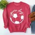 Detail of red crewneck sweatshirt with white Game Day graphic and football print - S / Red (White Font)