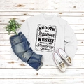 Detailed flat lay of white crewneck sweatshirt with Tennessee Whiskey graphic print - S / White (Black Font)