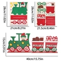 DIY wooden Christmas train craft kit with red and green elf and gift box patterns - Green Elf Train with Cookies