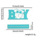 Decorazione da tavolo BOY in legno blu per baby shower festa dimensioni 15,5x7,5 cm - Stile BOY Blu / Ornamento Baby Shower
