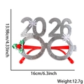 Silver glitter 2026 New Year party glasses with green holly and red pompom details - Silver Berry 2026