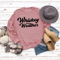 Flat lay detail of pink Whiskey Weather sweatshirt with autumn boots and accessories - S / Rose Gold Sweatshirt (Black Font)