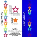 Neon Filz Stern Girlande Banner für Glow Party Deko, Tag- und UV-Schwarzlicht Effekt - Neon Stern Stil
