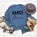 Flat lay of blue DANCE MOM sweatshirt styled with a fedora, scarf and casual shoes - S / Medium Blue