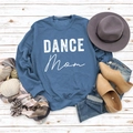 Flat lay of navy DANCE MOM sweatshirt with stylish autumn accessories on wood background - S / Blue