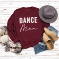Flat lay of wine red DANCE MOM crewneck sweatshirt with seasonal autumn accessories - S / Burgundy