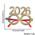Glittering 2026 New Year glasses frame with red arms and gold numbers, 15.5cm width - Gold Berry 2026
