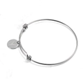 Bracciale rigido regolabile in acciaio inossidabile con ciondolo tondo e lettera Y - Argento (Ciondolo Singolo)