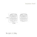 Minimalistische quadratische Edelstahl-Ohrstecker mit Ausschnitt-Muster 12mm Größe - Silberne Ohrstecker (LE3261)