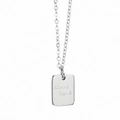 Collana minimalista d'argento con ciondolo rettangolare inciso Good Luck in acciaio - Argento