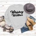 Hellgraues Whiskey Weather Sweatshirt mit Rundhalsausschnitt und herbstlichen Accessoires - S / Weißes Sweatshirt (Schwarze Schrift)