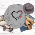 Flat lay of light grey sweatshirt with rainbow paw heart print and autumn accessories - S / Gray