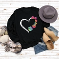 Flat lay of black sweatshirt with rainbow paw heart print and autumn accessories - S / Black