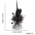 Gothic Haarklammer mit schwarzem Netz, Glitzerschleife und Federn, 18,5cm Höhe - Fliege Feder