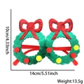 Green Christmas wreath glasses frame with red bow and pom poms for festive party fun - Dual Christmas Wreaths