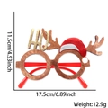 Brown sequin reindeer antler glasses frame with HO lettering and red Santa hat decor - HO Santa Hat with Antlers