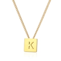 Minimalistische Goldhalskette aus Titanstahl mit quadratischem 3D-Buchstaben-K-Anhänger und Kette - Gold Buchstabe K