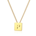 Goldene Titanstahl-Halskette mit quadratischem Anhänger und geprägtem Buchstaben P - Gold Buchstabe P