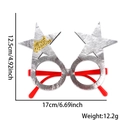 Silver star-shaped Christmas glasses with golden Merry Christmas text and red frame - Silver Pentagram Star