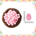 Roze schuim paasei in miniatuur vogelnest met afmetingen van 2,5x1,8 cm decoratie - 1.8x2.5cm / 50 Stuks / Roze Goud