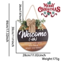 Wooden round welcome door hanger with burlap bow and eucalyptus, 11 inch diameter - WELCOME Bowknot Style