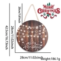 Wooden Merry Christmas door sign with reindeer bow and snowflakes 28cm diameter - Snowflake Letter String Light Style (Light-up)