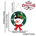 Christmas snowman wooden LED hanging plaque with green ring and red bow, weight 152.8g - Snowman Snowflake Style