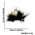 Pince à cheveux couronne dorée pour animaux avec plumes noires et étoile argent - Couronne Étoile