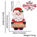 Christmas Santa Claus wooden welcome sign with rope, 42cm height for home door decor - Santa Claus Welcome Style
