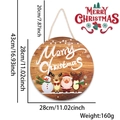 28cm round wooden Christmas sign with Merry Christmas text and festive characters - Christmas Friends Letters Style