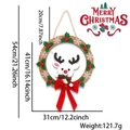 Christmas reindeer wooden hanging wreath with LED lights and red bow decoration - Reindeer Snowflake Berry Style